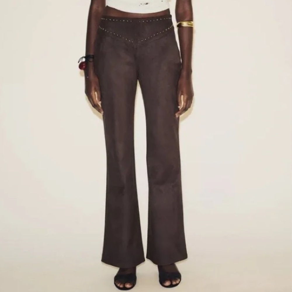 Zara suede boot cut western pants